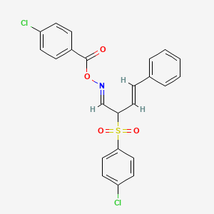 molecular formula C23H17Cl2NO4S B3036880 [(E)-[(E)-2-(4-Chlorophenyl)sulfonyl-4-phenylbut-3-enylidene]amino] 4-chlorobenzoate CAS No. 400084-54-0