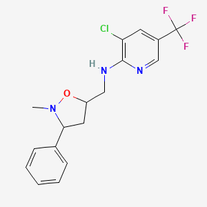 molecular formula C17H17ClF3N3O B3036895 3-chloro-N-[(2-methyl-3-phenyl-1,2-oxazolidin-5-yl)methyl]-5-(trifluoromethyl)pyridin-2-amine CAS No. 400085-33-8