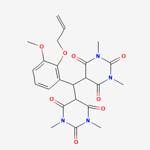 molecular formula C23H26N4O8 B3036897 5-[(1,3-Dimethyl-2,4,6-trioxo-1,3-diazinan-5-yl)-(3-methoxy-2-prop-2-enoxyphenyl)methyl]-1,3-dimethyl-1,3-diazinane-2,4,6-trione CAS No. 400085-37-2