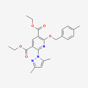 molecular formula C24H27N3O5 B3036898 Diethyl 2-(3,5-dimethylpyrazol-1-yl)-6-[(4-methylphenyl)methoxy]pyridine-3,5-dicarboxylate CAS No. 400085-38-3