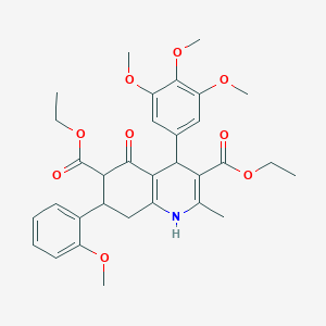 molecular formula C32H37NO9 B303690 Diethyl 7-(2-methoxyphenyl)-2-methyl-5-oxo-4-(3,4,5-trimethoxyphenyl)-1,4,5,6,7,8-hexahydro-3,6-quinolinedicarboxylate 