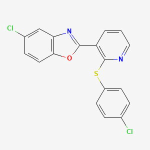 molecular formula C18H10Cl2N2OS B3036901 5-氯-2-{2-[(4-氯苯基)硫烷基]-3-吡啶基}-1,3-苯并恶唑 CAS No. 400085-44-1
