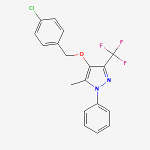 molecular formula C18H14ClF3N2O B3036930 4-[(4-chlorobenzyl)oxy]-5-methyl-1-phenyl-3-(trifluoromethyl)-1H-pyrazole CAS No. 400086-52-4