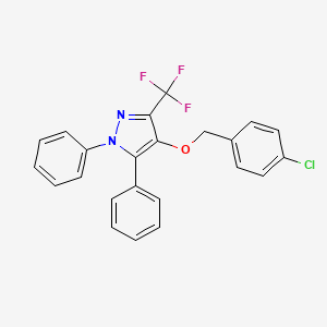 molecular formula C23H16ClF3N2O B3036936 4-[(4-Chlorophenyl)methoxy]-1,5-diphenyl-3-(trifluoromethyl)pyrazole CAS No. 400086-71-7