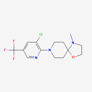 molecular formula C14H17ClF3N3O B3036943 8-[3-Chloro-5-(trifluoromethyl)-2-pyridinyl]-4-methyl-1-oxa-4,8-diazaspiro[4.5]decane CAS No. 400086-90-0