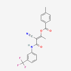 (E)-2-cyano-1-methyl-3-oxo-3-[3-(trifluoromethyl)anilino]-1-propenyl 4-methylbenzenecarboxylate