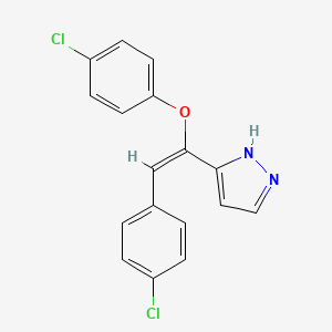 5-[(E)-1-(4-chlorophenoxy)-2-(4-chlorophenyl)ethenyl]-1H-pyrazole