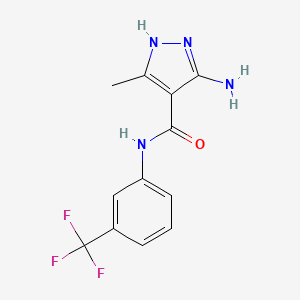 molecular formula C12H11F3N4O B3036977 3-amino-5-methyl-N-[3-(trifluoromethyl)phenyl]-1H-pyrazole-4-carboxamide CAS No. 400088-38-2