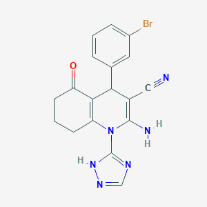 molecular formula C18H15BrN6O B303698 2-amino-4-(3-bromophenyl)-5-oxo-1-(1H-1,2,4-triazol-3-yl)-1,4,5,6,7,8-hexahydro-3-quinolinecarbonitrile 