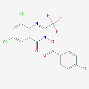 molecular formula C16H6Cl3F3N2O3 B3036980 6,8-dichloro-3-[(4-chlorobenzoyl)oxy]-2-(trifluoromethyl)-4(3H)-quinazolinone CAS No. 400088-48-4