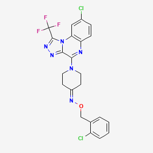 molecular formula C22H17Cl2F3N6O B3036993 N-[(2-chlorophenyl)methoxy]-1-[8-chloro-1-(trifluoromethyl)-[1,2,4]triazolo[4,3-a]quinoxalin-4-yl]piperidin-4-imine CAS No. 400089-07-8