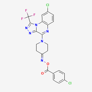 molecular formula C22H15Cl2F3N6O2 B3036997 [[1-[8-Chloro-1-(trifluoromethyl)-[1,2,4]triazolo[4,3-a]quinoxalin-4-yl]piperidin-4-ylidene]amino] 4-chlorobenzoate CAS No. 400089-13-6