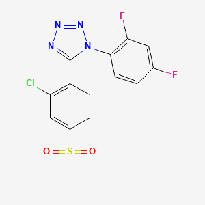molecular formula C14H9ClF2N4O2S B3037000 5-[2-chloro-4-(methylsulfonyl)phenyl]-1-(2,4-difluorophenyl)-1H-1,2,3,4-tetraazole CAS No. 400089-24-9