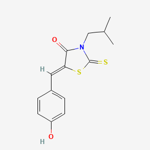 molecular formula C14H15NO2S2 B3037036 (5Z)-5-[(4-羟基苯基)亚甲基]-3-(2-甲基丙基)-2-硫代亚甲基-1,3-噻唑烷-4-酮 CAS No. 406710-59-6