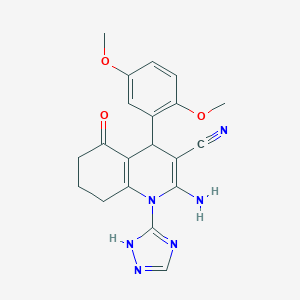 molecular formula C20H20N6O3 B303705 2-Amino-4-(2,5-dimethoxyphenyl)-5-oxo-1-(1H-1,2,4-triazol-5-YL)-1,4,5,6,7,8-hexahydro-3-quinolinecarbonitrile 