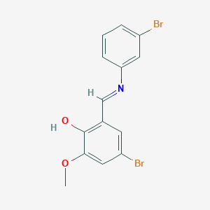 molecular formula C14H11Br2NO2 B3037052 4-溴-2-{[(3-溴苯基)亚氨基]甲基}-6-甲氧基苯酚 CAS No. 414899-71-1