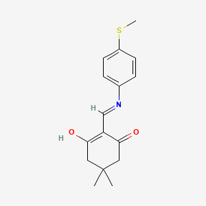 molecular formula C16H19NO2S B3037054 5,5-二甲基-2-{[4-(甲硫基)苯胺]亚甲基}-1,3-环己二酮 CAS No. 416886-17-4