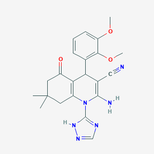 molecular formula C22H24N6O3 B303707 2-Amino-4-(2,3-dimethoxyphenyl)-7,7-dimethyl-5-oxo-1-(1H-1,2,4-triazol-5-YL)-1,4,5,6,7,8-hexahydro-3-quinolinecarbonitrile 
