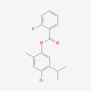 molecular formula C17H16BrFO2 B3037084 4-Bromo-5-isopropyl-2-methylphenyl 2-fluorobenzenecarboxylate CAS No. 439094-85-6