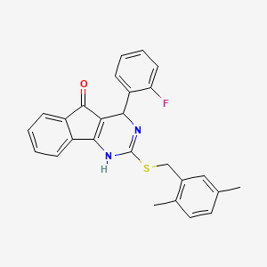 molecular formula C26H21FN2OS B3037085 2-[(2,5-dimethylbenzyl)sulfanyl]-4-(2-fluorophenyl)-1,4-dihydro-5H-indeno[1,2-d]pyrimidin-5-one CAS No. 439095-13-3