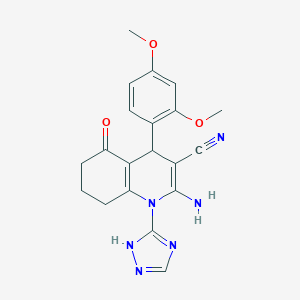 molecular formula C20H20N6O3 B303709 2-amino-4-(2,4-dimethoxyphenyl)-5-oxo-1-(1H-1,2,4-triazol-3-yl)-1,4,5,6,7,8-hexahydro-3-quinolinecarbonitrile 