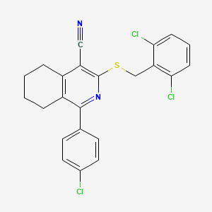 molecular formula C23H17Cl3N2S B3037099 1-(4-Chlorophenyl)-3-[(2,6-dichlorobenzyl)sulfanyl]-5,6,7,8-tetrahydro-4-isoquinolinecarbonitrile CAS No. 439096-77-2