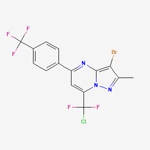 molecular formula C15H8BrClF5N3 B3037103 3-Bromo-7-[chloro(difluoro)methyl]-2-methyl-5-[4-(trifluoromethyl)phenyl]pyrazolo[1,5-a]pyrimidine CAS No. 439097-20-8