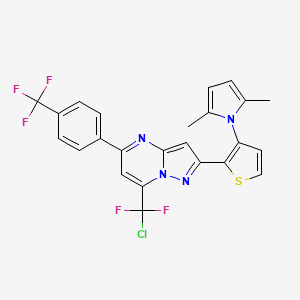 molecular formula C24H16ClF5N4S B3037104 7-[chloro(difluoro)methyl]-2-[3-(2,5-dimethyl-1H-pyrrol-1-yl)-2-thienyl]-5-[4-(trifluoromethyl)phenyl]pyrazolo[1,5-a]pyrimidine CAS No. 439097-22-0