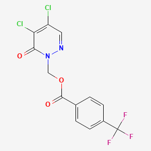 molecular formula C13H7Cl2F3N2O3 B3037109 [4,5-dichloro-6-oxo-1(6H)-pyridazinyl]methyl 4-(trifluoromethyl)benzenecarboxylate CAS No. 439107-91-2