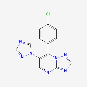 molecular formula C13H8ClN7 B3037131 7-(4-chlorophenyl)-6-(1H-1,2,4-triazol-1-yl)[1,2,4]triazolo[1,5-a]pyrimidine CAS No. 439112-26-2