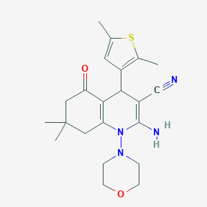 molecular formula C22H28N4O2S B303714 2-Amino-4-(2,5-dimethyl-3-thienyl)-7,7-dimethyl-1-(4-morpholinyl)-5-oxo-1,4,5,6,7,8-hexahydro-3-quinolinecarbonitrile 