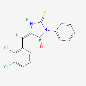 molecular formula C16H10Cl2N2OS B3037147 (5E)-5-(2,3-dichlorobenzylidene)-2-mercapto-3-phenyl-3,5-dihydro-4H-imidazol-4-one CAS No. 444061-19-2