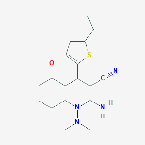 molecular formula C18H22N4OS B303715 2-Amino-1-(dimethylamino)-4-(5-ethyl-2-thienyl)-5-oxo-1,4,5,6,7,8-hexahydro-3-quinolinecarbonitrile 