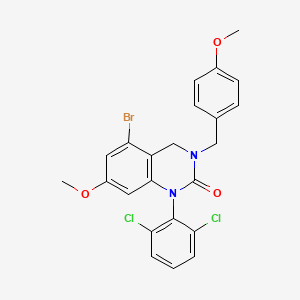 molecular formula C23H19BrCl2N2O3 B3037151 5-溴-1-(2,6-二氯苯基)-7-甲氧基-3-[(4-甲氧基苯基)甲基]-4H-喹唑啉-2-酮 CAS No. 444663-78-9