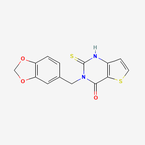 molecular formula C14H10N2O3S2 B3037163 3-(1,3-benzodioxol-5-ylmethyl)-2-thioxo-2,3-dihydrothieno[3,2-d]pyrimidin-4(1H)-one CAS No. 451468-89-6