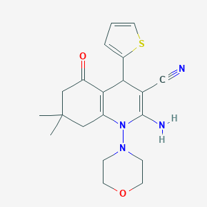 molecular formula C20H24N4O2S B303718 2-Amino-7,7-dimethyl-1-(4-morpholinyl)-5-oxo-4-(2-thienyl)-1,4,5,6,7,8-hexahydro-3-quinolinecarbonitrile 
