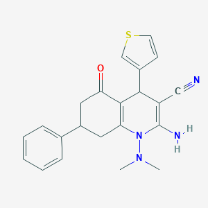 molecular formula C22H22N4OS B303719 2-Amino-1-(dimethylamino)-5-oxo-7-phenyl-4-(3-thienyl)-1,4,5,6,7,8-hexahydro-3-quinolinecarbonitrile 