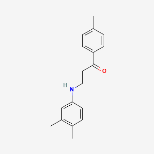 molecular formula C18H21NO B3037197 3-(3,4-二甲基苯胺基)-1-(4-甲基苯基)-1-丙酮 CAS No. 477319-13-4