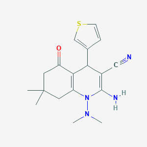 molecular formula C18H22N4OS B303721 2-Amino-1-(dimethylamino)-7,7-dimethyl-5-oxo-4-(3-thienyl)-1,4,5,6,7,8-hexahydro-3-quinolinecarbonitrile 