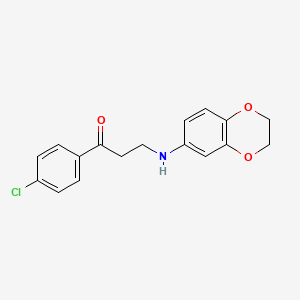 molecular formula C17H16ClNO3 B3037213 1-(4-Chlorophenyl)-3-(2,3-dihydro-1,4-benzodioxin-6-ylamino)-1-propanone CAS No. 477334-34-2
