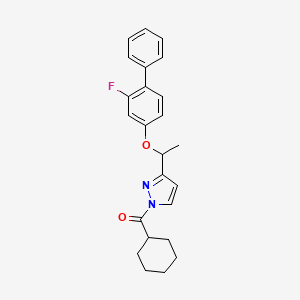 molecular formula C24H25FN2O2 B3037219 cyclohexyl(3-{1-[(2-fluoro[1,1'-biphenyl]-4-yl)oxy]ethyl}-1H-pyrazol-1-yl)methanone CAS No. 477709-70-9