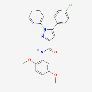 molecular formula C24H20ClN3O3 B3037229 5-(4-chlorophenyl)-N-(2,5-dimethoxyphenyl)-1-phenyl-1H-pyrazole-3-carboxamide CAS No. 477712-41-7