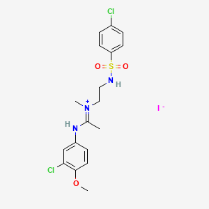 3-chloro-N-{(Z)-1-[(2-{[(4-chlorophenyl)sulfonyl]amino}ethyl)(methyl)amino]ethylidene}-4-methoxybenzenaminium iodide