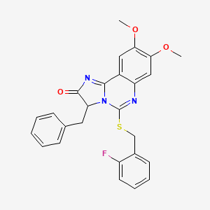 molecular formula C26H22FN3O3S B3037239 3-benzyl-5-[(2-fluorobenzyl)sulfanyl]-8,9-dimethoxyimidazo[1,2-c]quinazolin-2(3H)-one CAS No. 477768-45-9