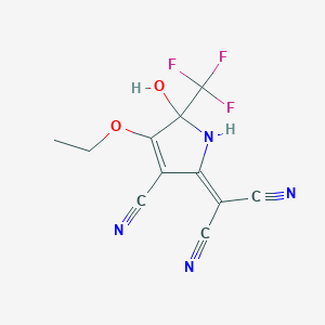 2-[3-cyano-4-ethoxy-5-hydroxy-5-(trifluoromethyl)-2,5-dihydro-1H-pyrrol-2-ylidene]propanedinitrile