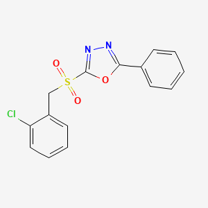 molecular formula C15H11ClN2O3S B3037246 2-Chlorobenzyl 5-phenyl-1,3,4-oxadiazol-2-yl sulfone CAS No. 477846-80-3