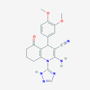 molecular formula C20H20N6O3 B303725 2-amino-4-(3,4-dimethoxyphenyl)-5-oxo-1-(1H-1,2,4-triazol-3-yl)-1,4,5,6,7,8-hexahydro-3-quinolinecarbonitrile 
