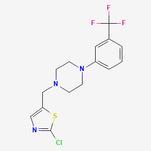 molecular formula C15H15ClF3N3S B3037251 1-[(2-Chloro-1,3-thiazol-5-yl)methyl]-4-[3-(trifluoromethyl)phenyl]piperazine CAS No. 477848-01-4