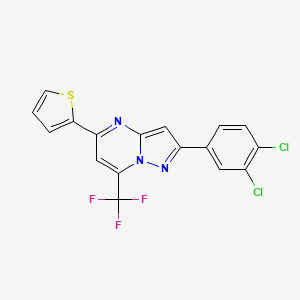 molecular formula C17H8Cl2F3N3S B3037254 2-(3,4-Dichlorophenyl)-5-(2-thienyl)-7-(trifluoromethyl)pyrazolo[1,5-a]pyrimidine CAS No. 477848-54-7