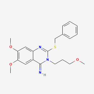 molecular formula C21H25N3O3S B3037256 2-(benzylsulfanyl)-6,7-dimethoxy-3-(3-methoxypropyl)-4(3H)-quinazolinimine CAS No. 477848-79-6